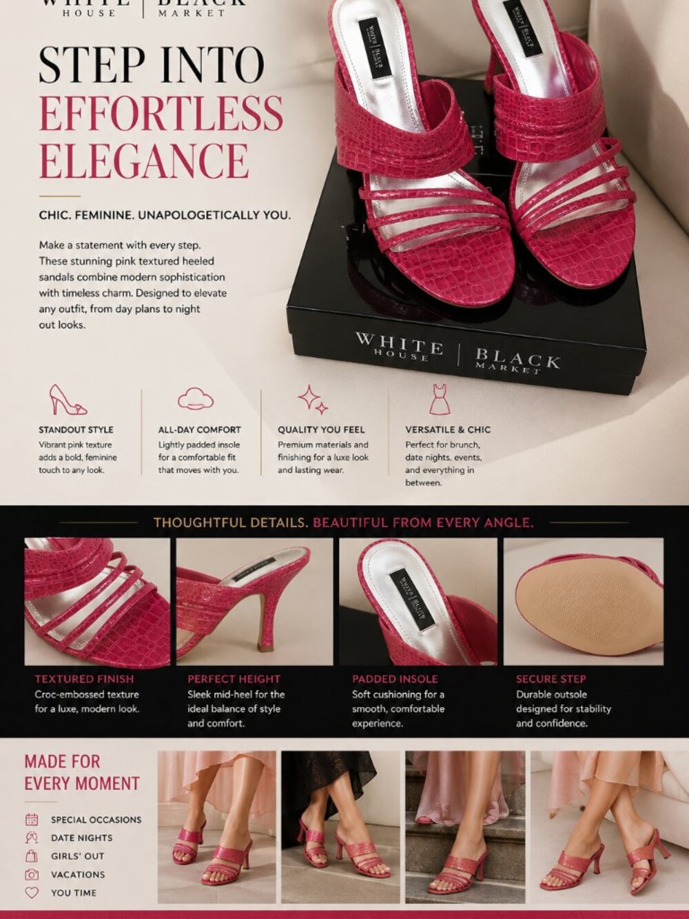 White House Black Market Textured Heel Sandals
